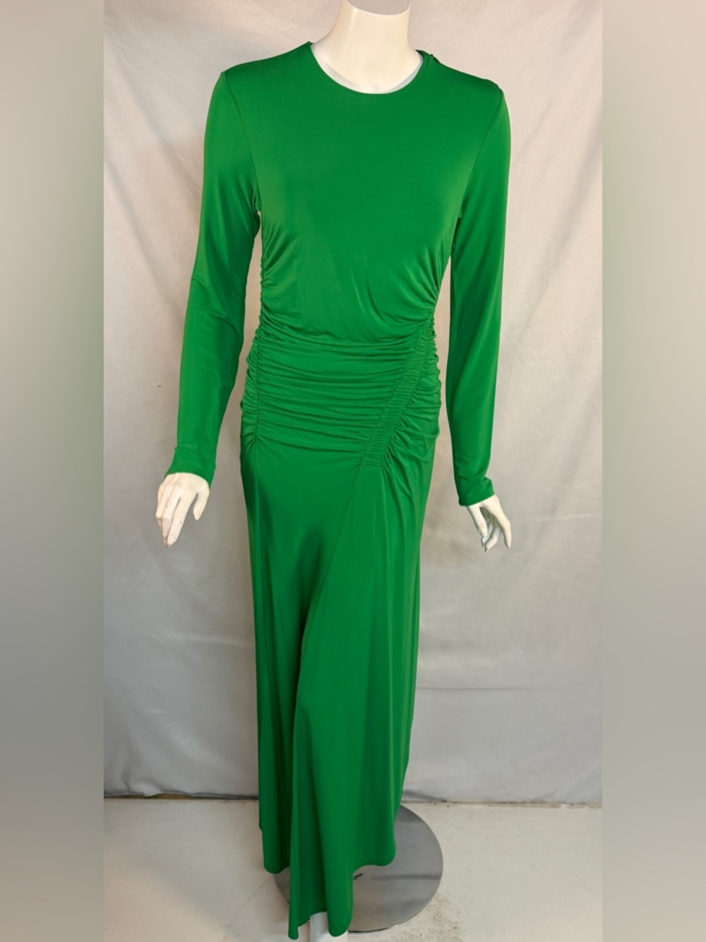 A.L.C. Emerald Green Long-Sleeve Ruched Midi Dress - Picture 3 of 12